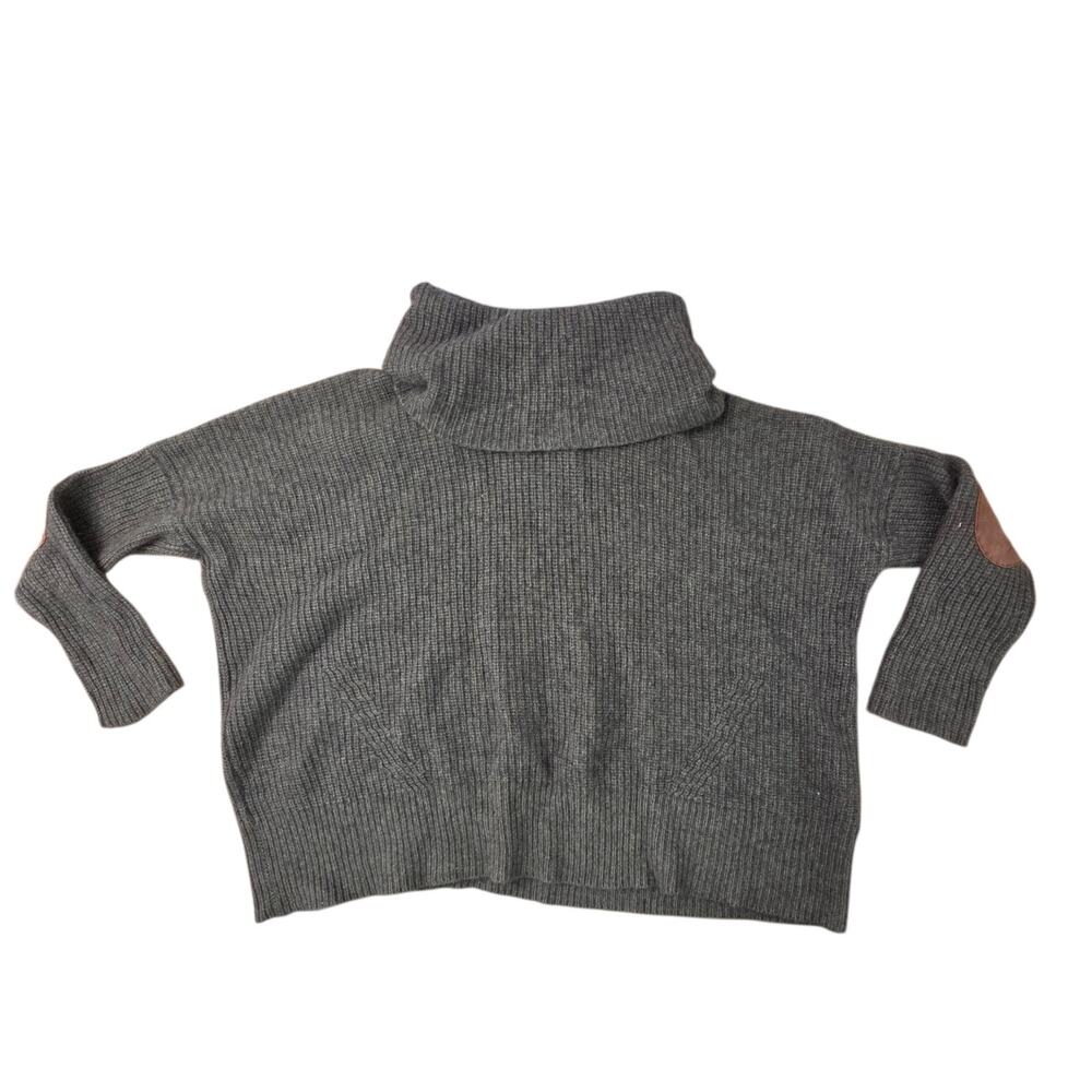 Autumn Cashmere Womens Turtleneck Oversized Size Med Pullover Sweater Gray Wool